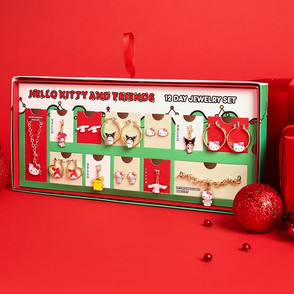 Hello Kitty Sanrio Jewelry Advent Gift Set Earrings, Necklace, Bracelet & Charms - Picture 1 of 13